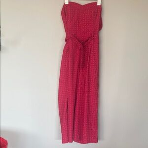 Anthropologie Strapless Red Jumpsuit
